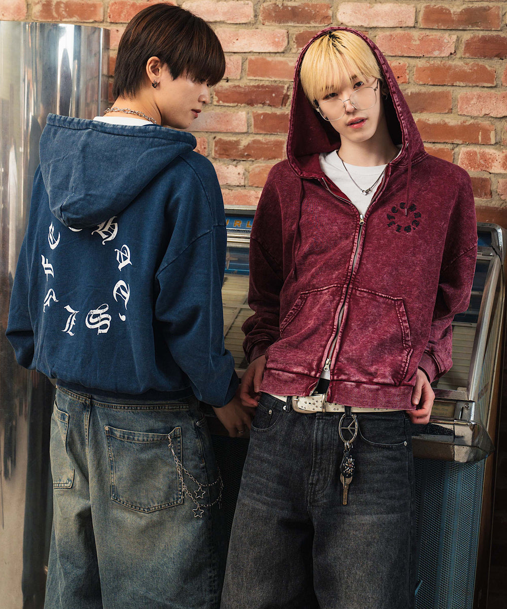 Vintage styles Circle logo zip hoodie