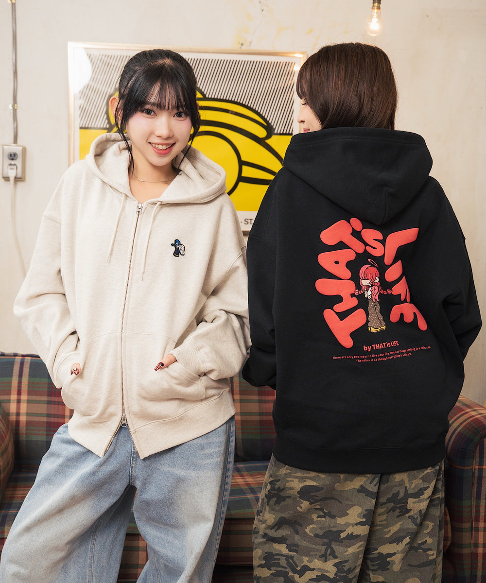 HEAVY WEIGHT 13.0oz "ANGEL GIRL" LOGO ZIP HOODIE