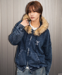 Vintage styles Pearl logo Fur zip hoodie – That's life online store