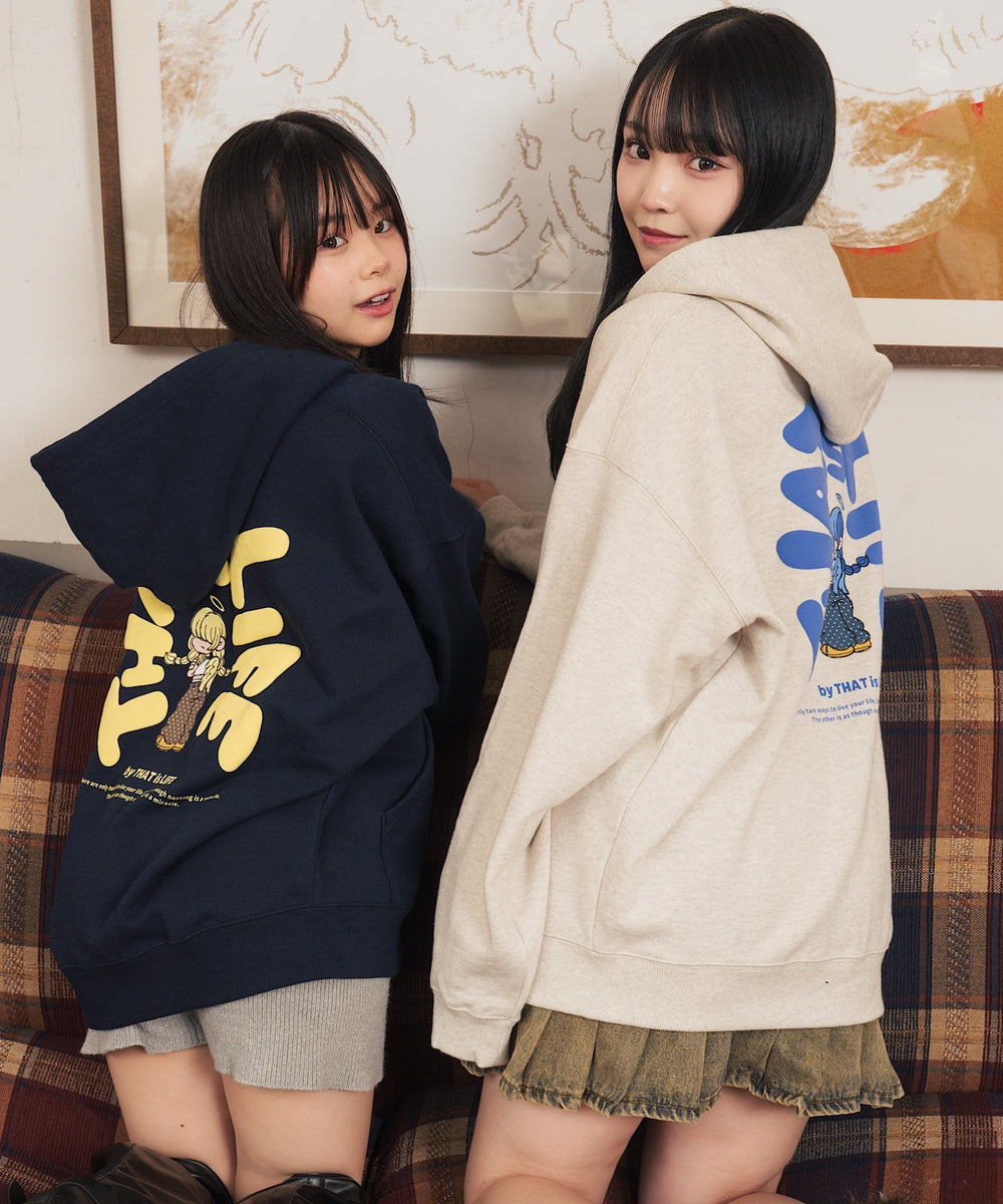 HEAVY WEIGHT 13.0oz "ANGEL GIRL" LOGO ZIP HOODIE