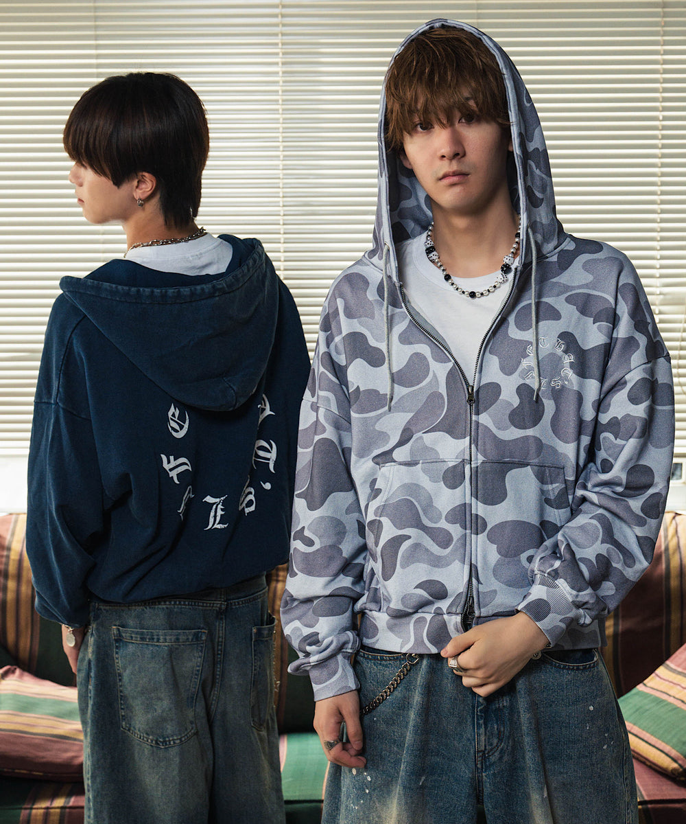 Vintage styles Circle logo zip hoodie
