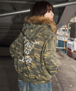 Vintage styles Pearl logo Fur zip hoodie – That's life online store