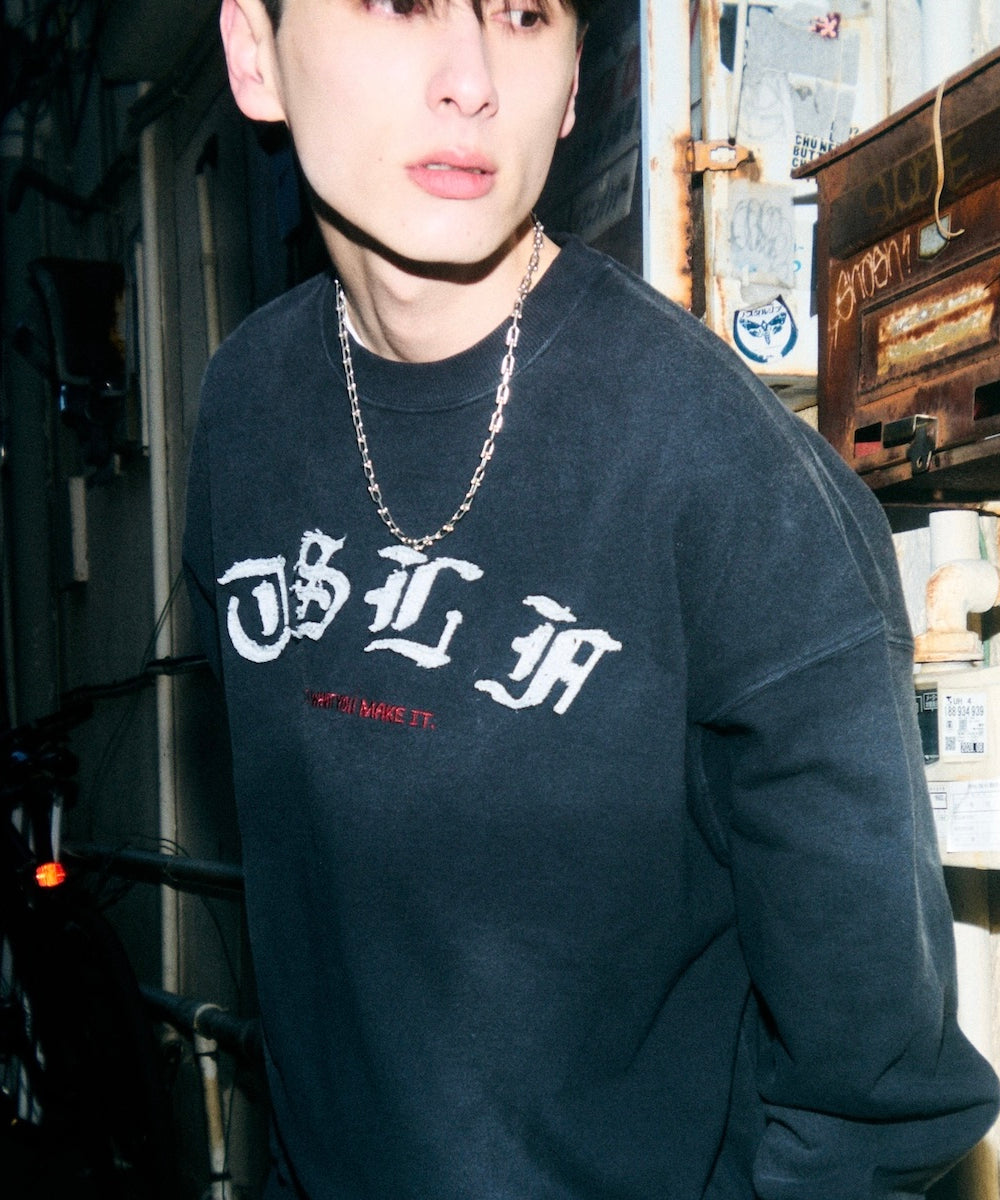 Vintage styles Patch work logo sweat