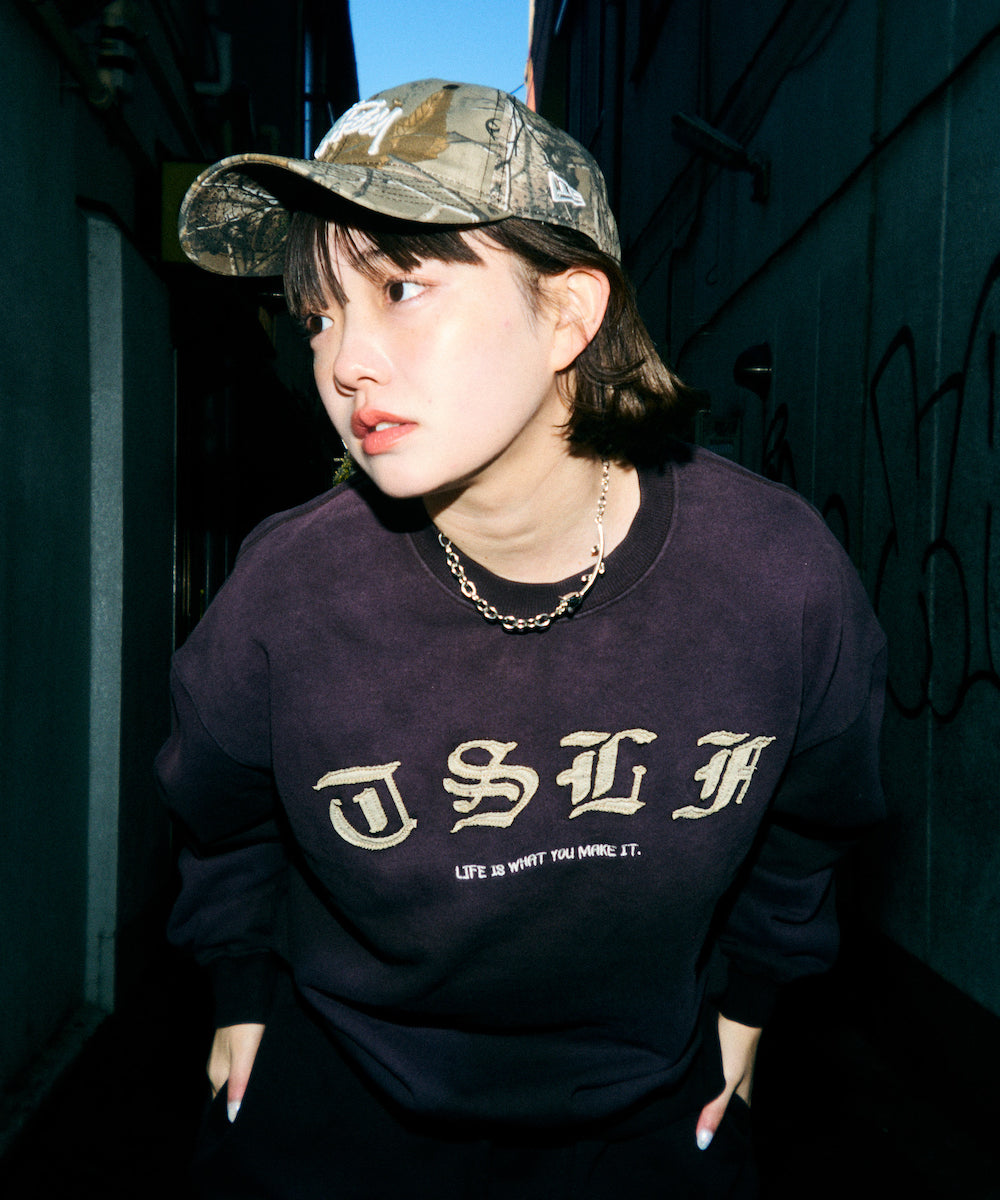 Vintage styles Patch work logo sweat