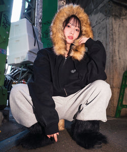 That's Lifeファー付きパーカー Heart logo Fur zip hoodie – That's life online store