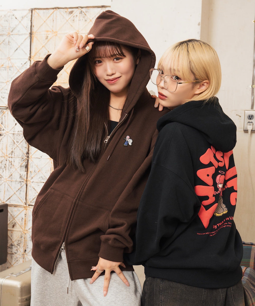 HEAVY WEIGHT 13.0oz "ANGEL GIRL" LOGO ZIP HOODIE