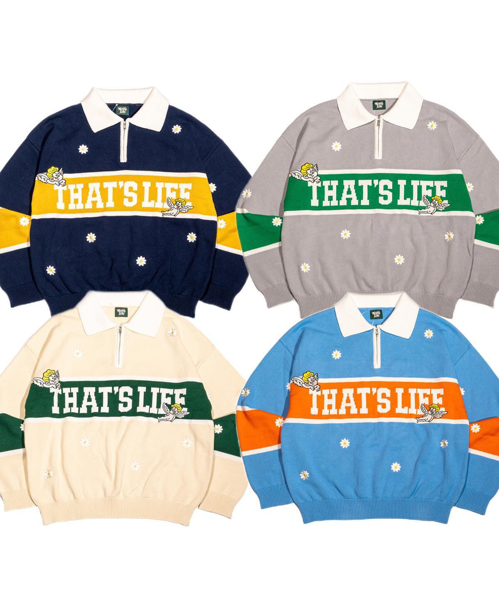 That's life Flower Half zip knit 