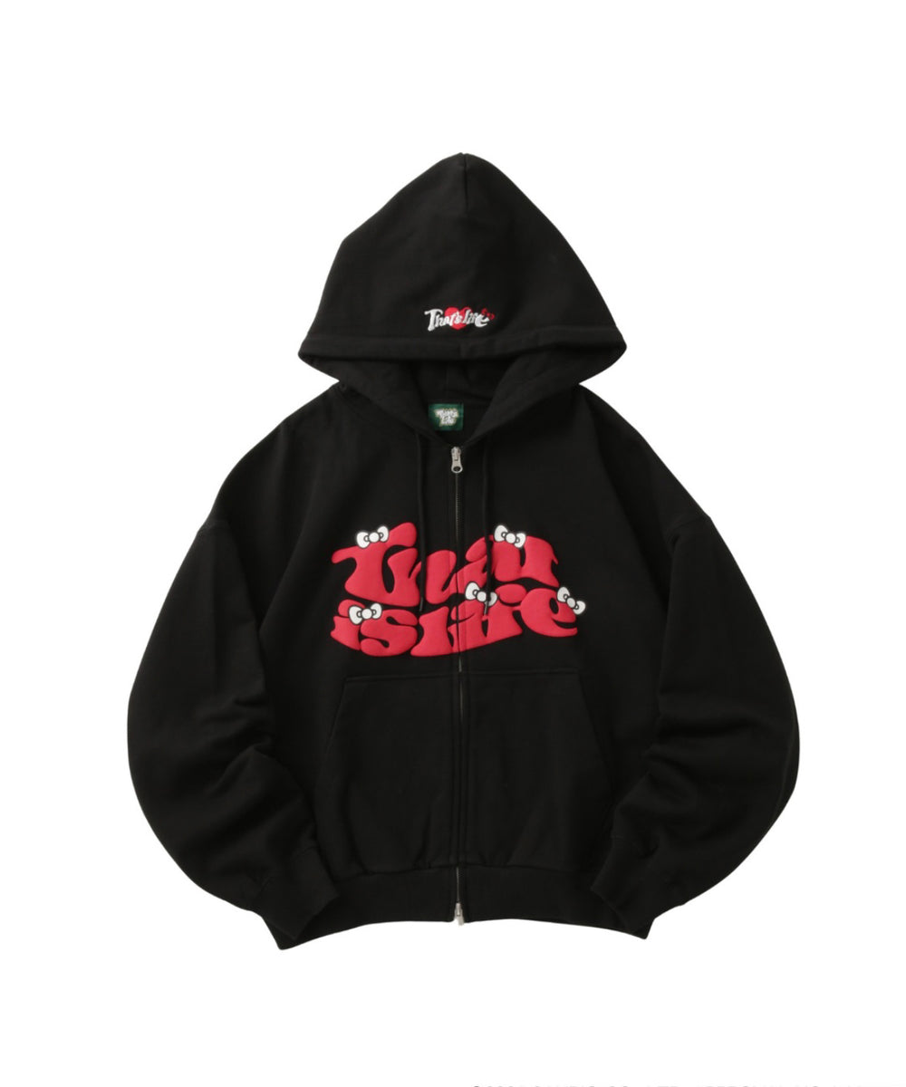HELLO KITTY × HEAVY WEIGHT 12.0oz FRONT LOGO ZIP HOODIE