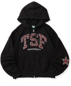 TSF logo Front Checked zip hoodie – That's life online store