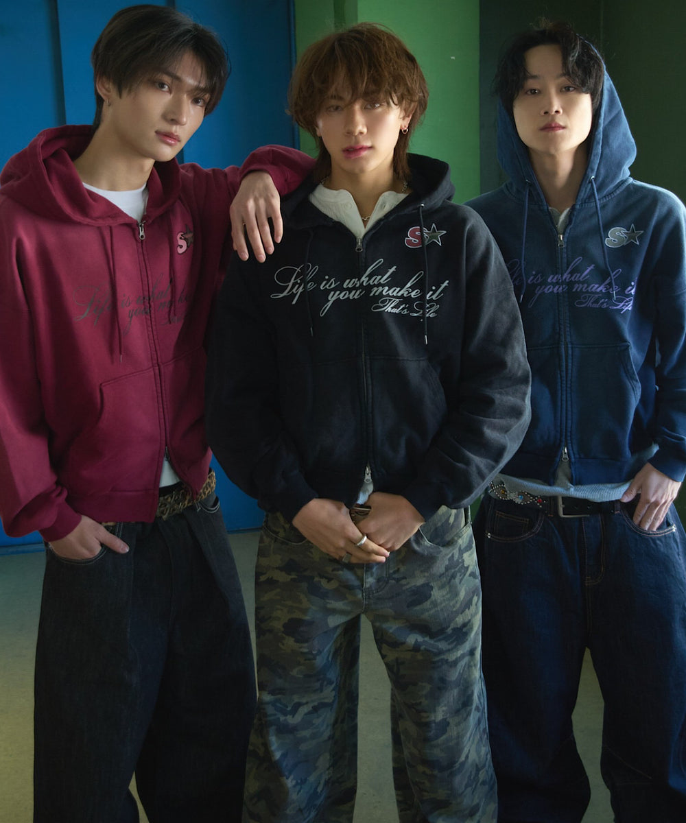 Vintage styles Cursive script zip hoodie