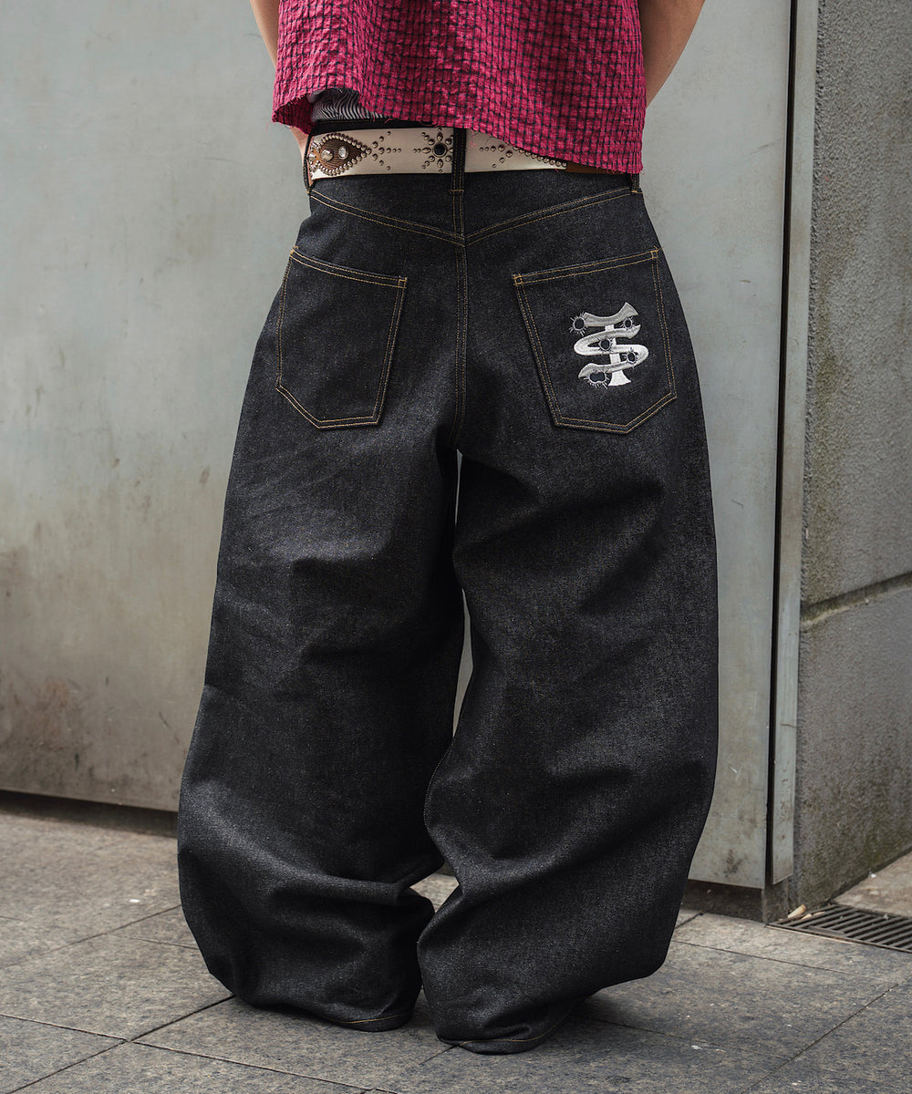 TS logo Rigid Baggy Denim pants