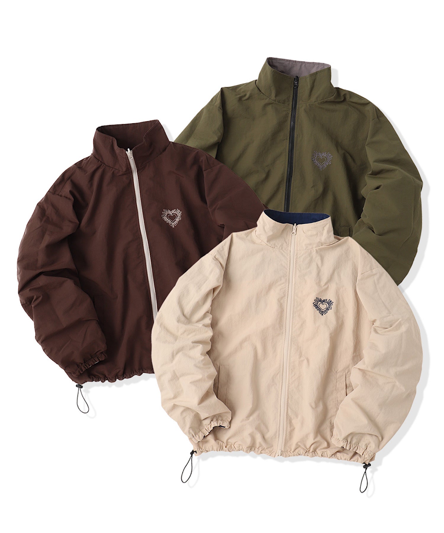 Heart logo 2way Reversible Nylon Jackets