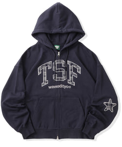 か*の様 ザッツライフ TSF logo Front Checked zip h TSF logo Front Checked zip hoodie – That's life online store