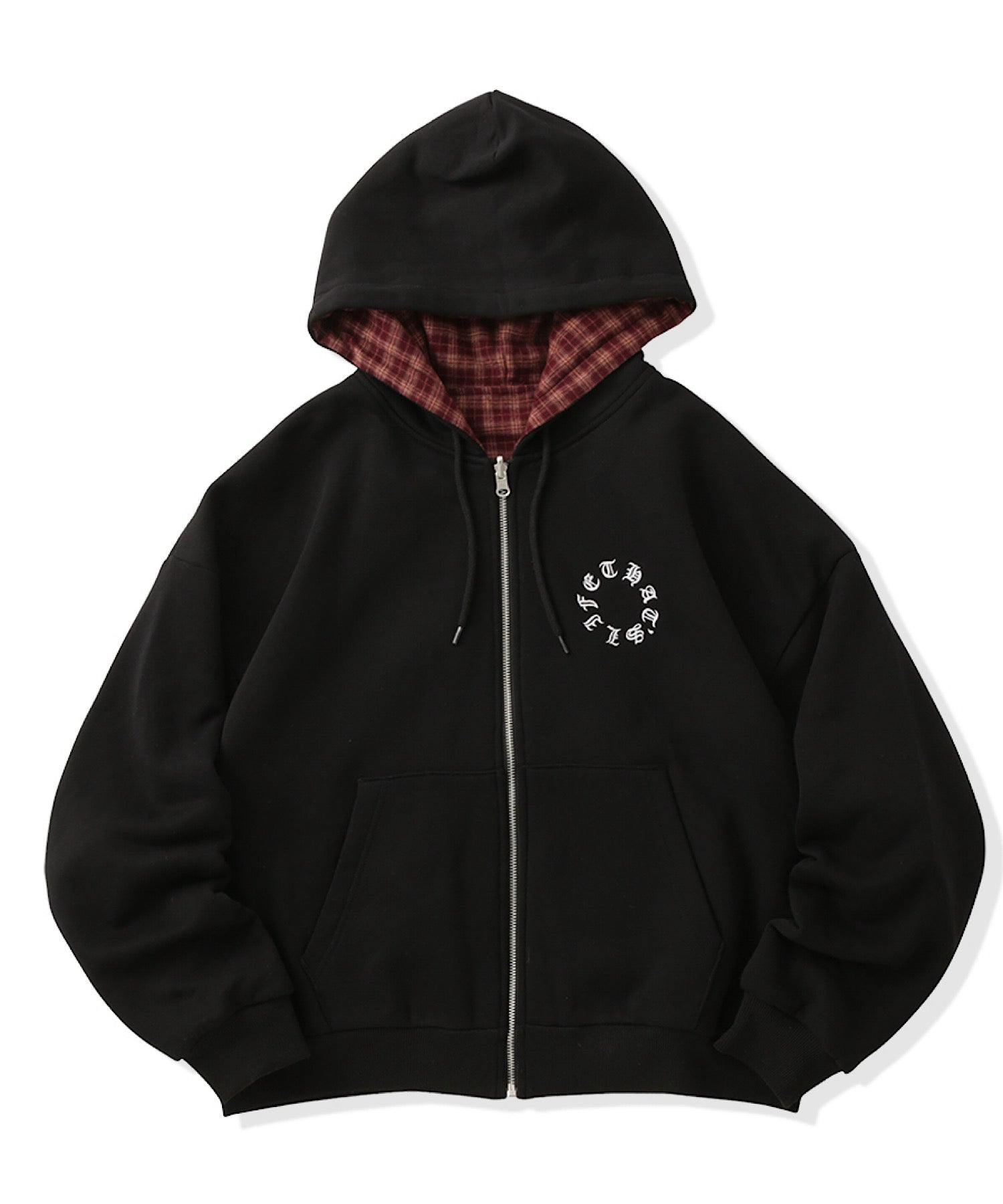 Circle logo Reversible Checked zip hoodie – That