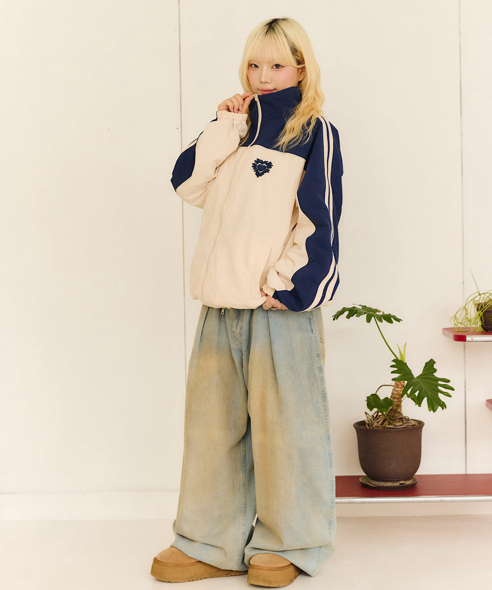 153cm / M / Navy × Ivory