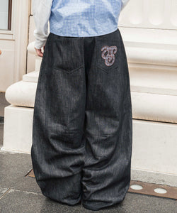 Checked TS logo Rigid Baggy Denim pants – That's life online store
