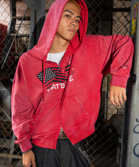 Vintage styles Wave Flag Hoodie - L / Red