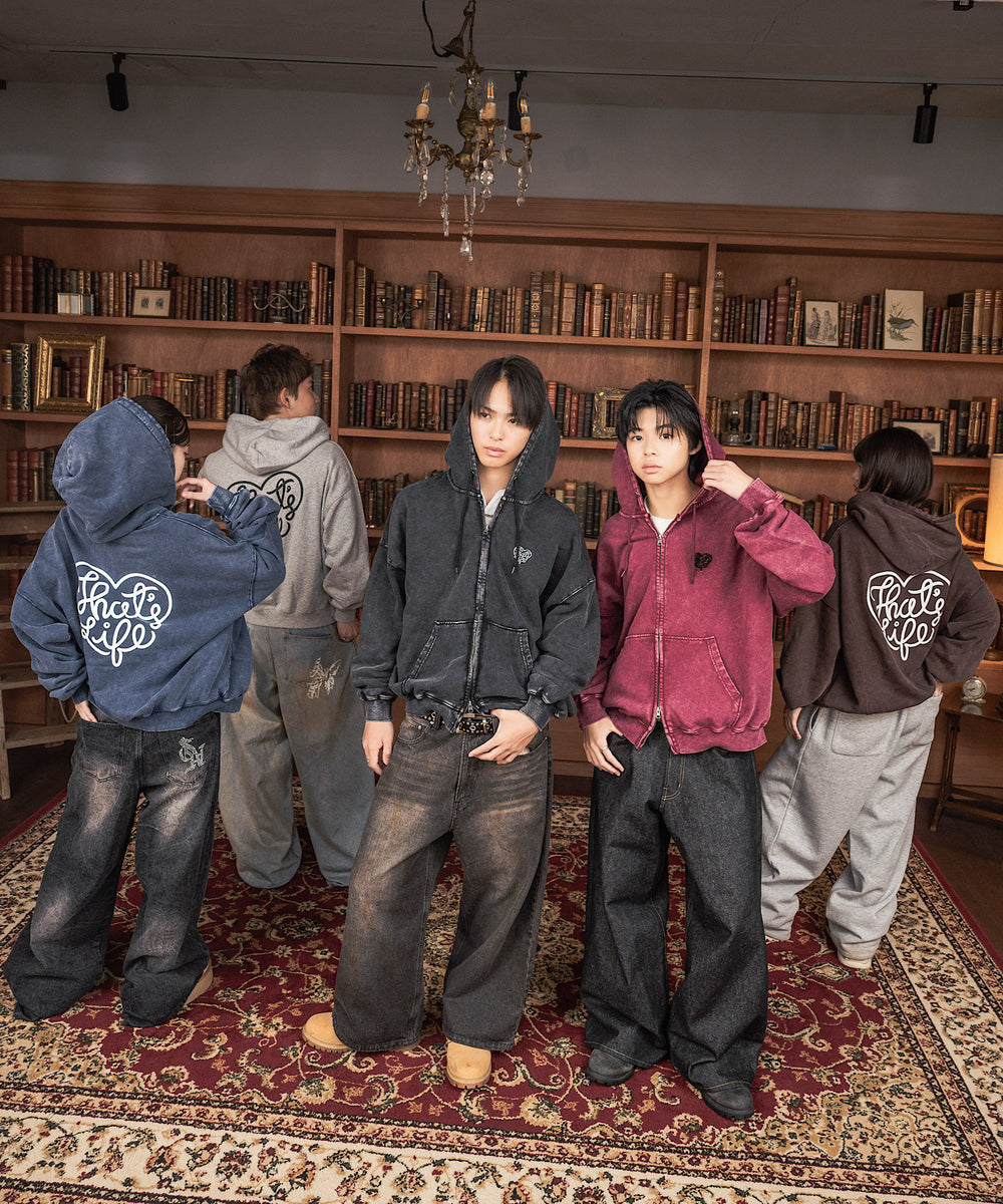 Vintage styles Heart logo zip hoodie