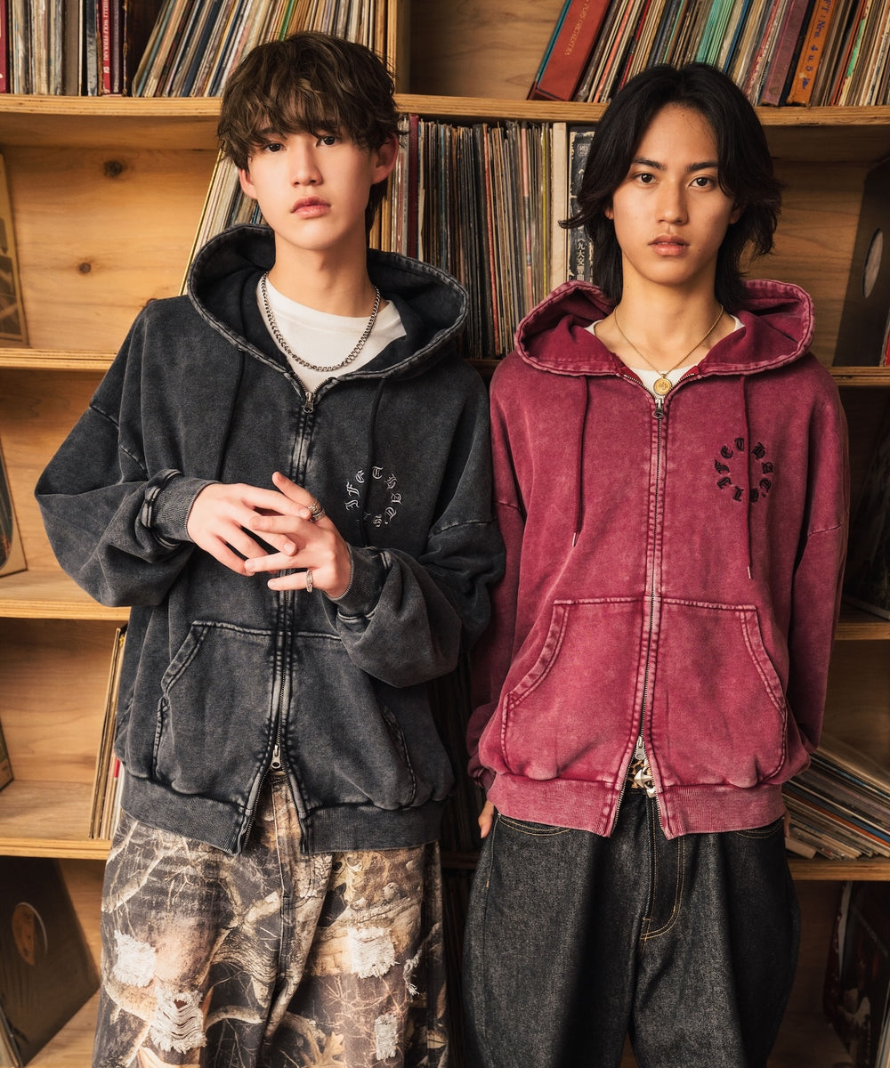 Vintage styles Circle logo zip hoodie