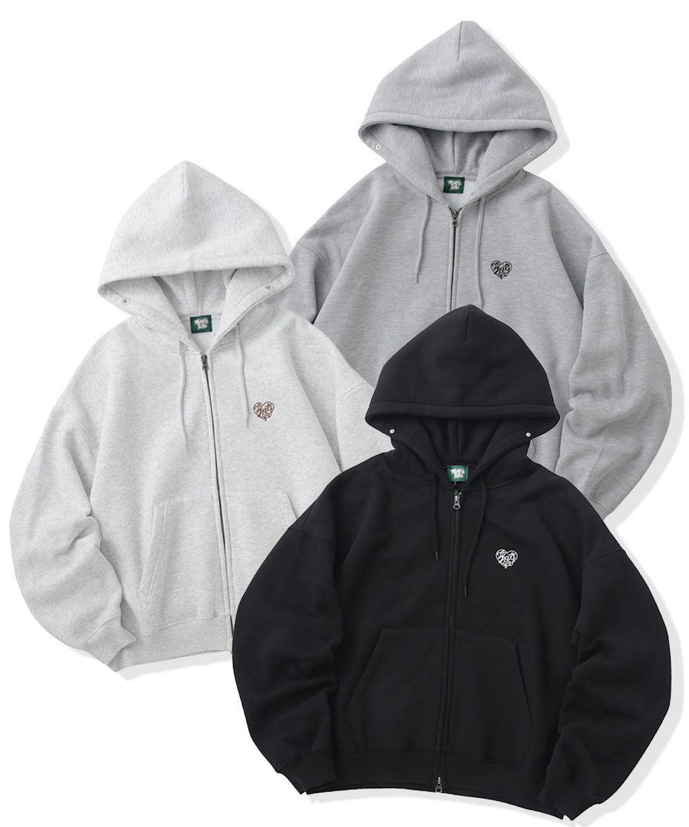 Heart logo Fur zip hoodie