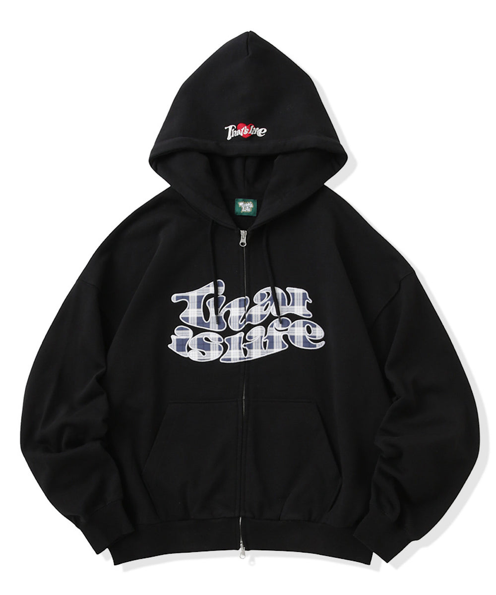 HEAVY WEIGHT 12.0oz FRONT Checked LOGO ZIP HOODIE