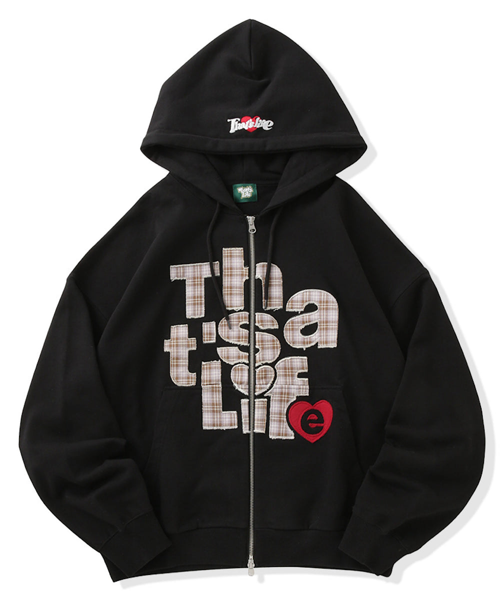 HEARTSTACK logo Front Checked zip hoodie