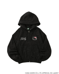 HELLO KITTY × Glitter Embroidery Fur zip hoodie – That's life