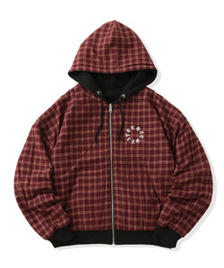 Circle logo Reversible Checked zip hoodie – That's life online store