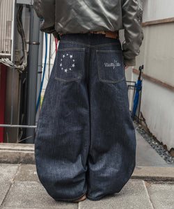 Star Embroidery Tuck Rigid Baggy Denim Pants – That's life online