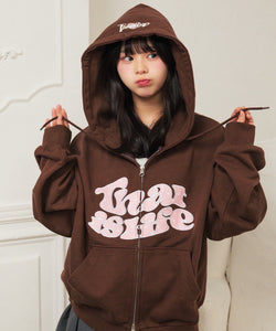HEAVY WEIGHT 12.0oz FRONT HEART DOT LOGO ZIP HOODIE – That's life