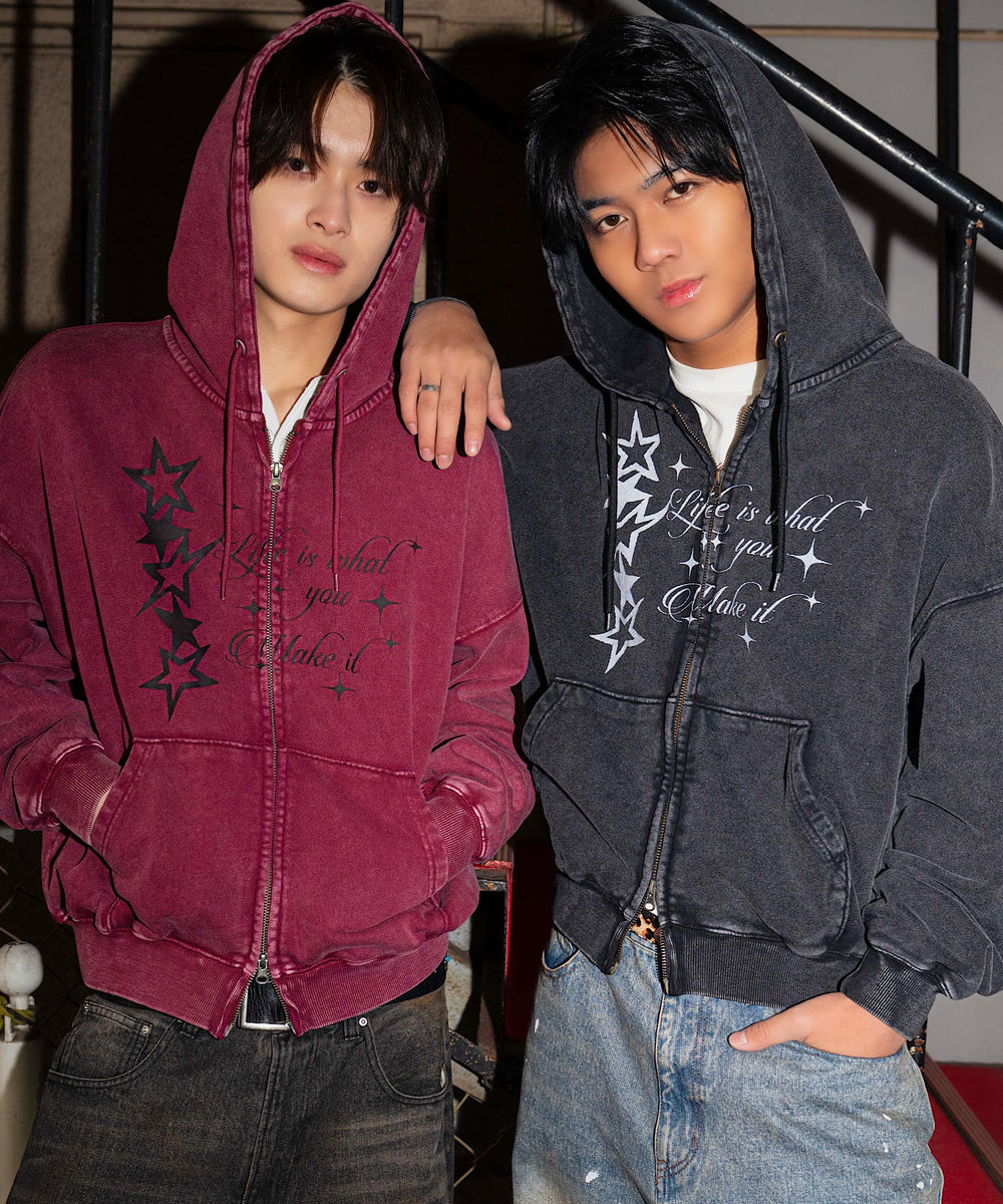 Vintage styles Starfall Script zip hoodie