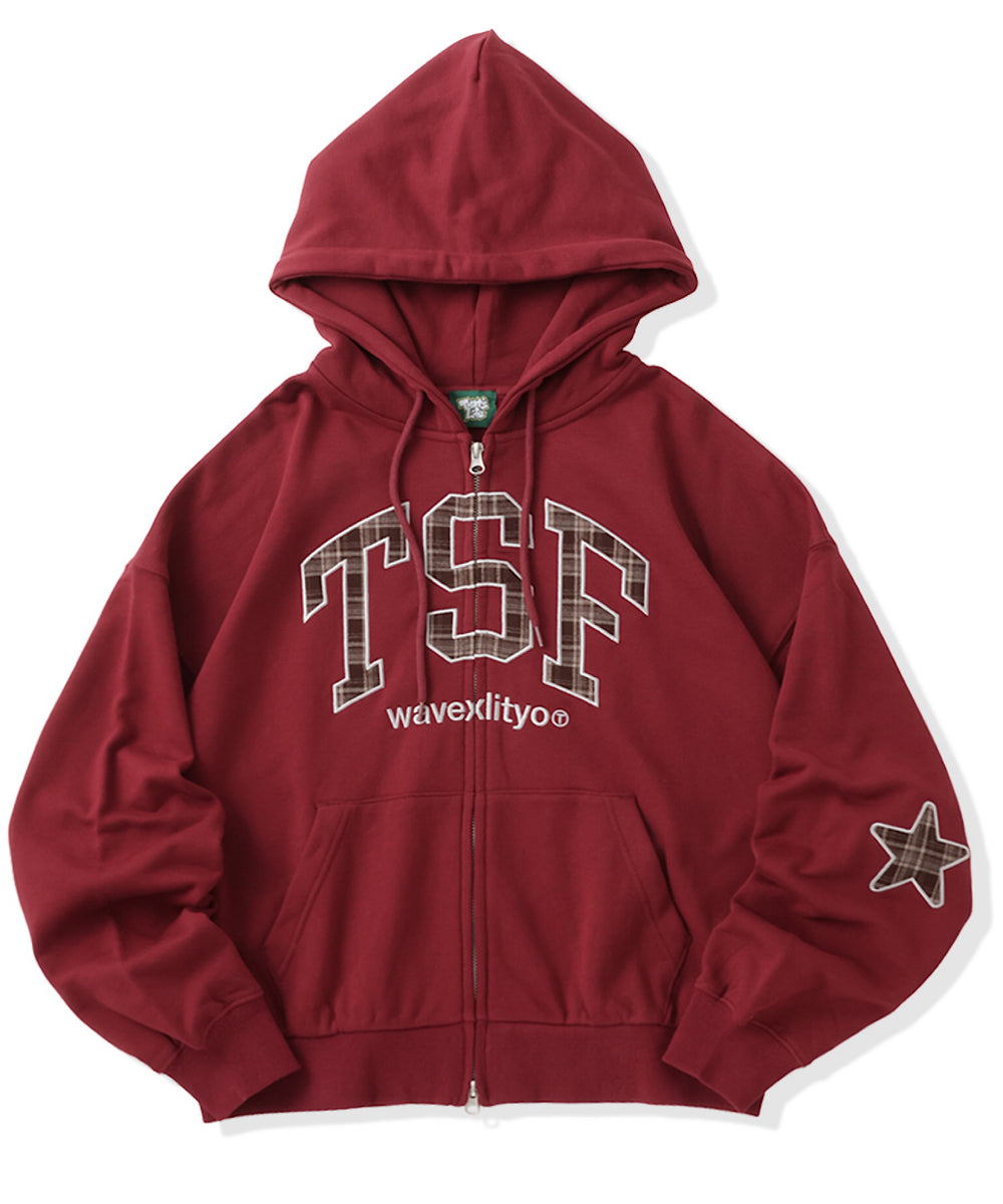TSF logo Front Checked zip hoodie
