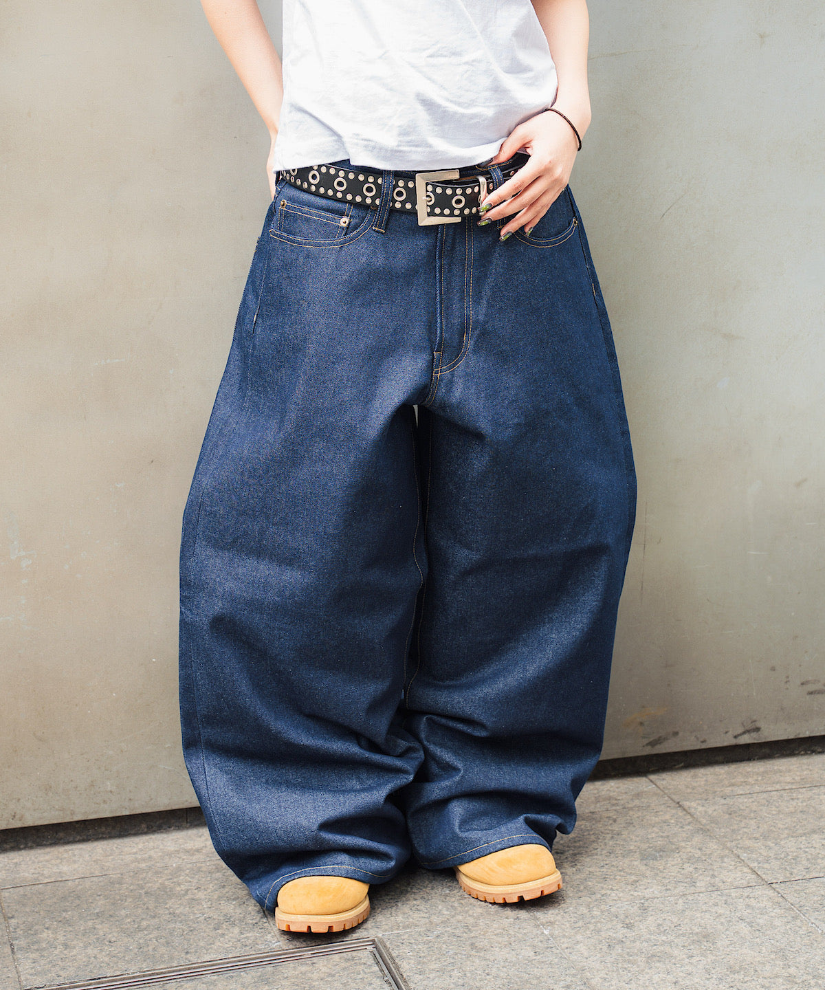 TS logo Rigid Baggy Denim pants