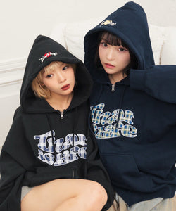 HEAVY WEIGHT 12.0oz FRONT Checked LOGO ZIP HOODIE – That's life