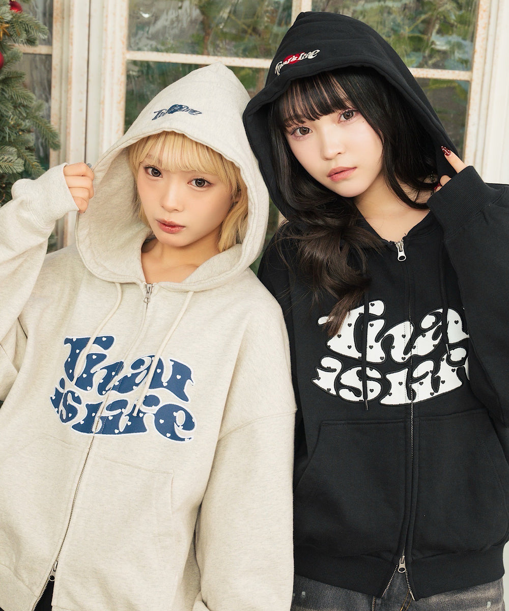 HEAVY WEIGHT 12.0oz FRONT HEART DOT LOGO ZIP HOODIE