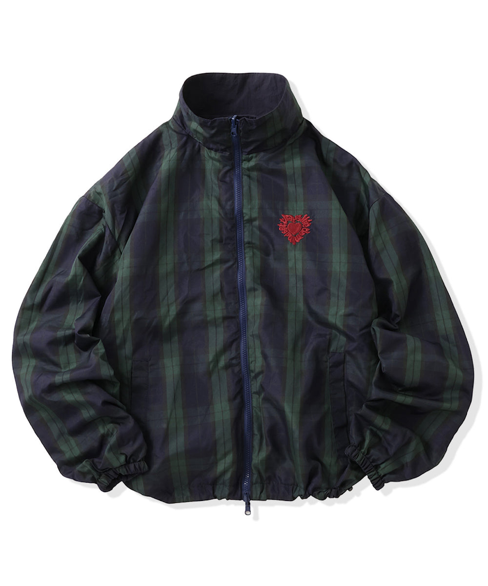 Heart logo 2way Reversible Checked Nylon Jackets