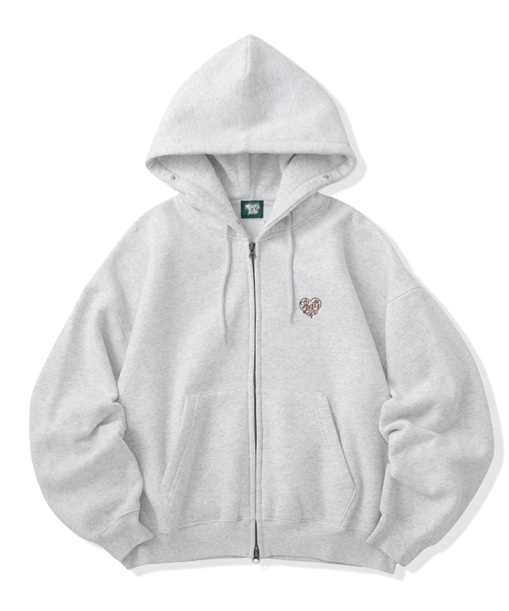 Heart logo Fur zip hoodie