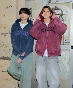Vintage styles Front logo zip hoodie