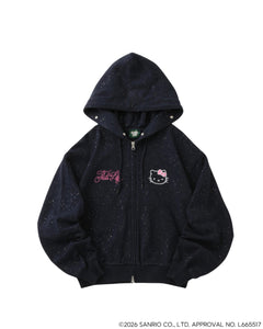 HELLO KITTY × Glitter Embroidery Fur zip hoodie – That's life