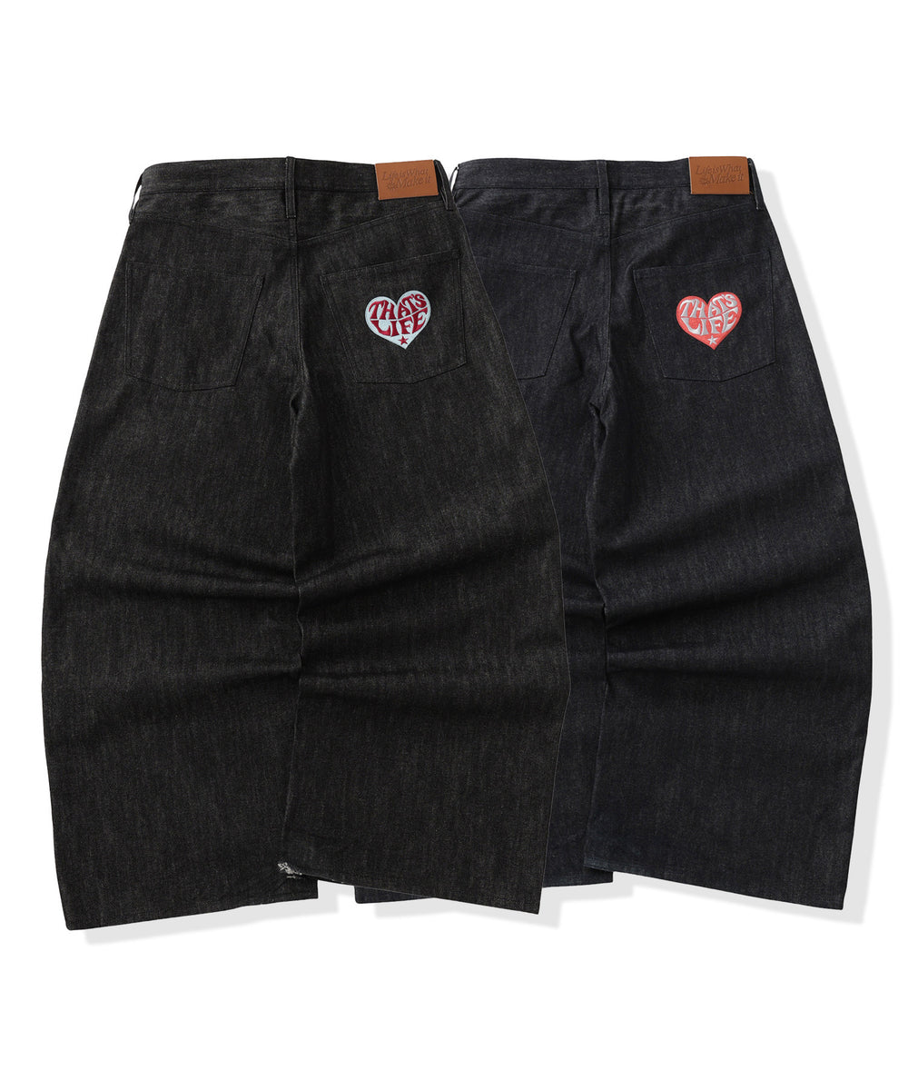 Check layered Rigid Baggy denim