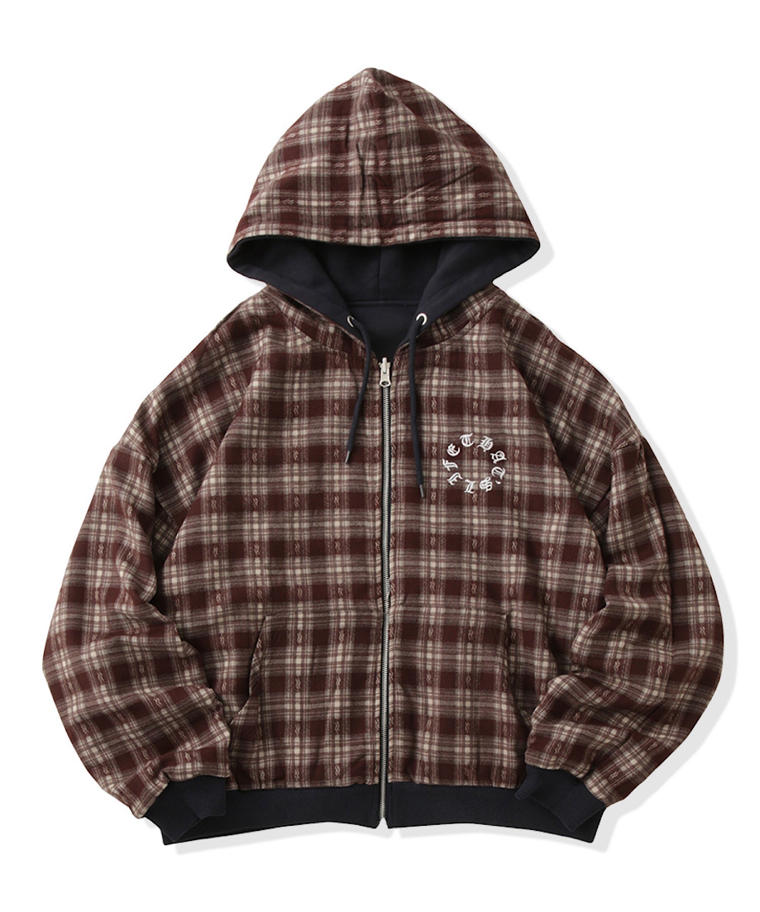 Circle logo Reversible Checked zip hoodie – That's life online store