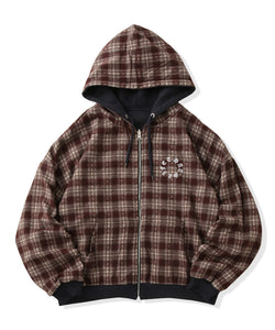 Circle logo Reversible Checked zip hoodie – That's life online store