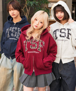 か*の様 ザッツライフ TSF logo Front Checked zip h TSF logo Front Checked zip hoodie – That's life online store