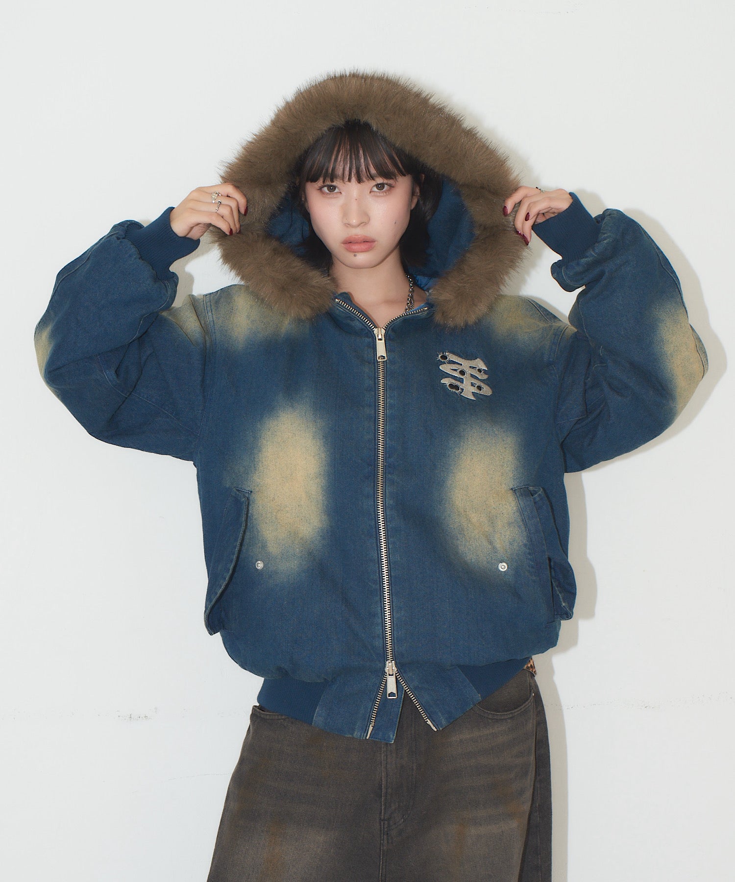 Vintage styles TS logo denim fur jacket – That's life online store