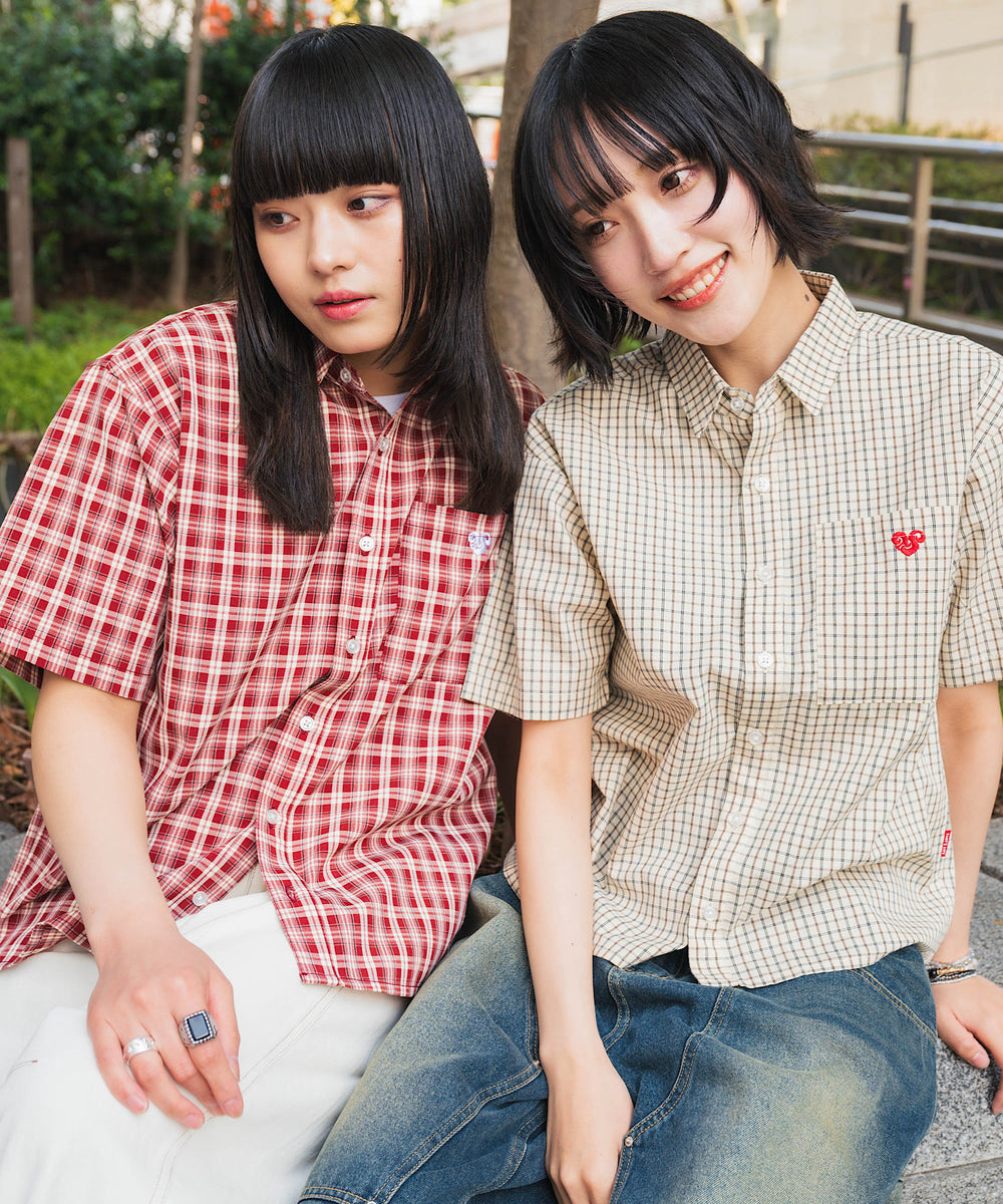 TS heart logo check shirt