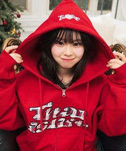 HEAVY WEIGHT 12.0oz FRONT Checked LOGO ZIP HOODIE – That's life