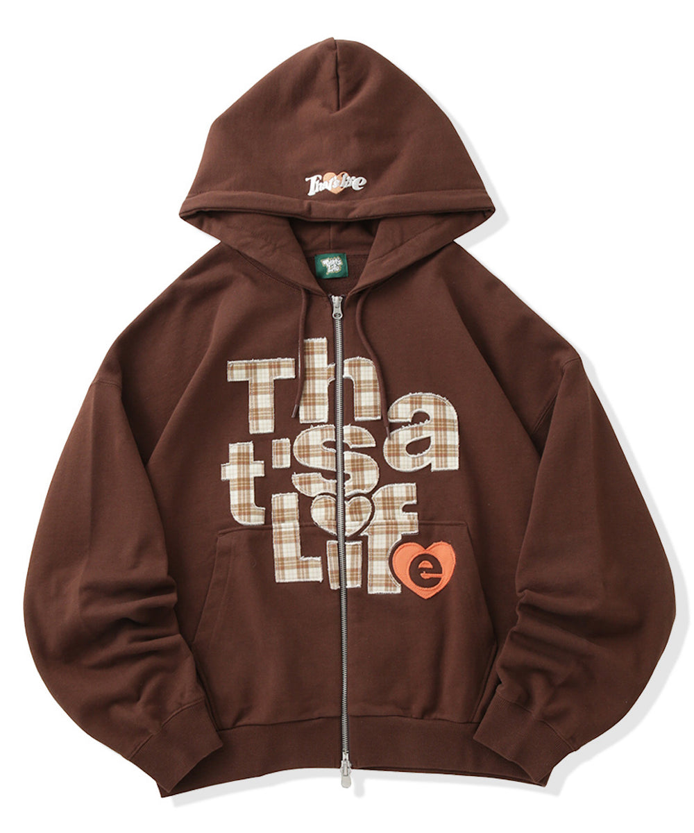 HEARTSTACK logo Front Checked zip hoodie