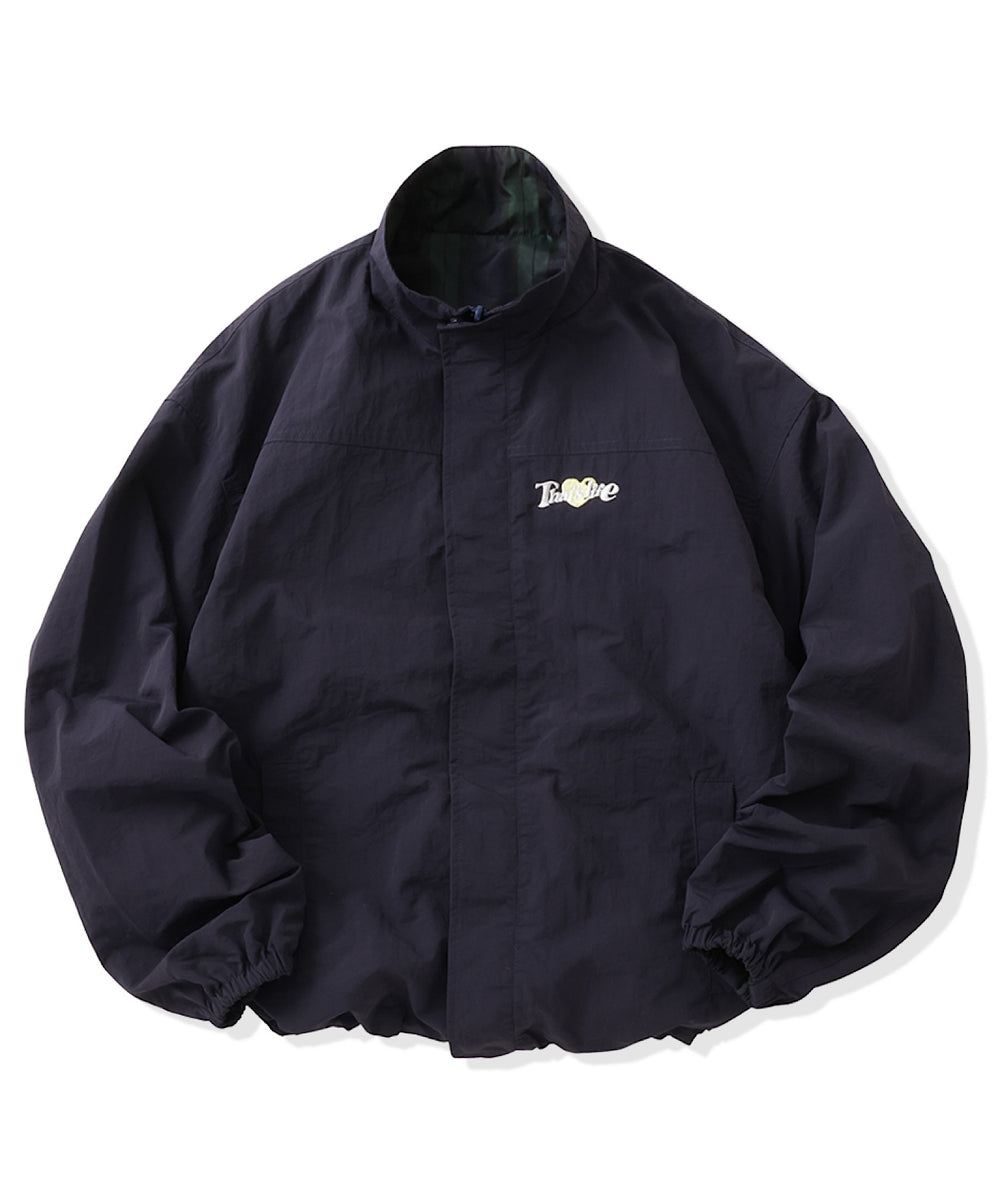 Heart logo 2way Reversible Checked Nylon Jackets