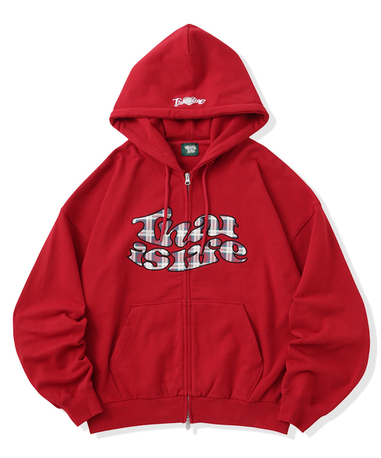 HEAVY WEIGHT 12.0oz FRONT Checked LOGO ZIP HOODIE – That's life