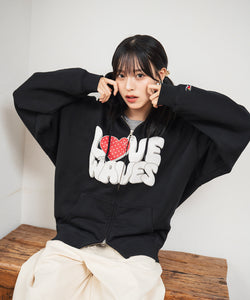 HEAVY WEIGHT 13.0oz "LOVE WAVE" LOGO ZIP HOODIE